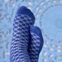 Mpatapo African Design Cotton Socks, White/Blue, thumbnail 1 of 3
