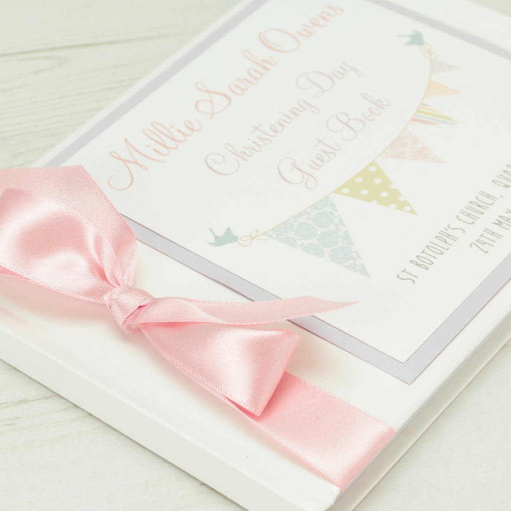 Personalised Bunting Christening Guest Book By Dreams To Reality Design