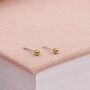 3mm Sterling Silver Gold Pearl Stud Earrings, thumbnail 1 of 3