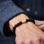 Personalised Men's Sterling Silver And Black Onyx Bead Coordinates Bracelet, thumbnail 1 of 4