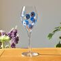 Blue Forget Me Not Painted Wine Glass, thumbnail 1 of 6