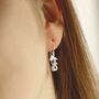 Sterling Silver Mouse And Cheese Dangly Earrings, thumbnail 2 of 5