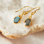 Sapphire Gold Plated Silver Antique Style Drop Earrings, thumbnail 8 of 11