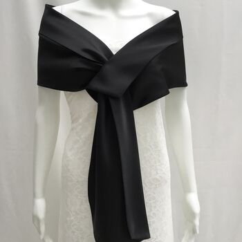 Black Duchess Satin Wrap For Special Occasions, 3 of 7