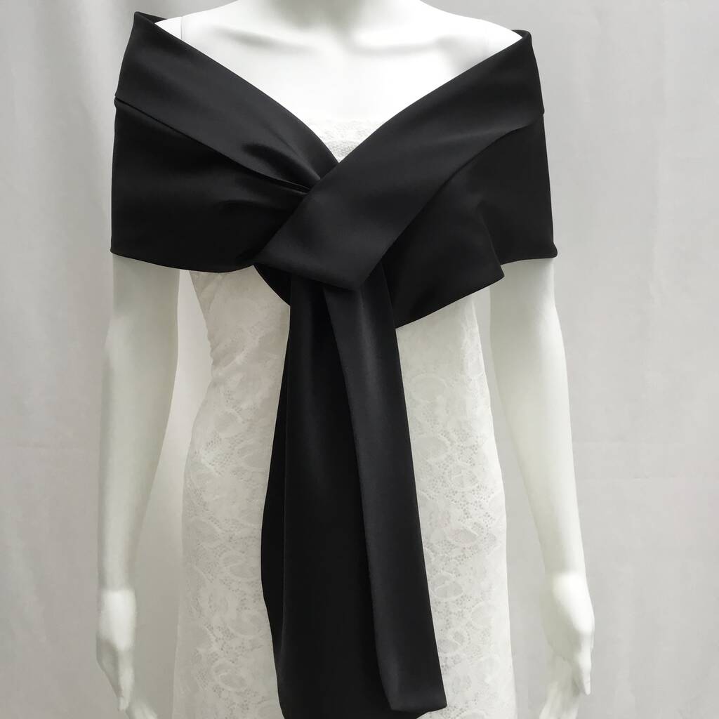 Black Duchess Satin Wrap For Special Occasions By Bumble Beez