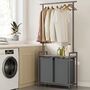 Two Section Laundry Basket With Clothes Rail Shelf, thumbnail 1 of 12