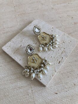 Antique Gold Mother Of Pearl Earrings, 3 of 9