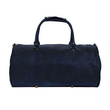 Personalised Leather Classic Duffle In Navy, 4 of 10