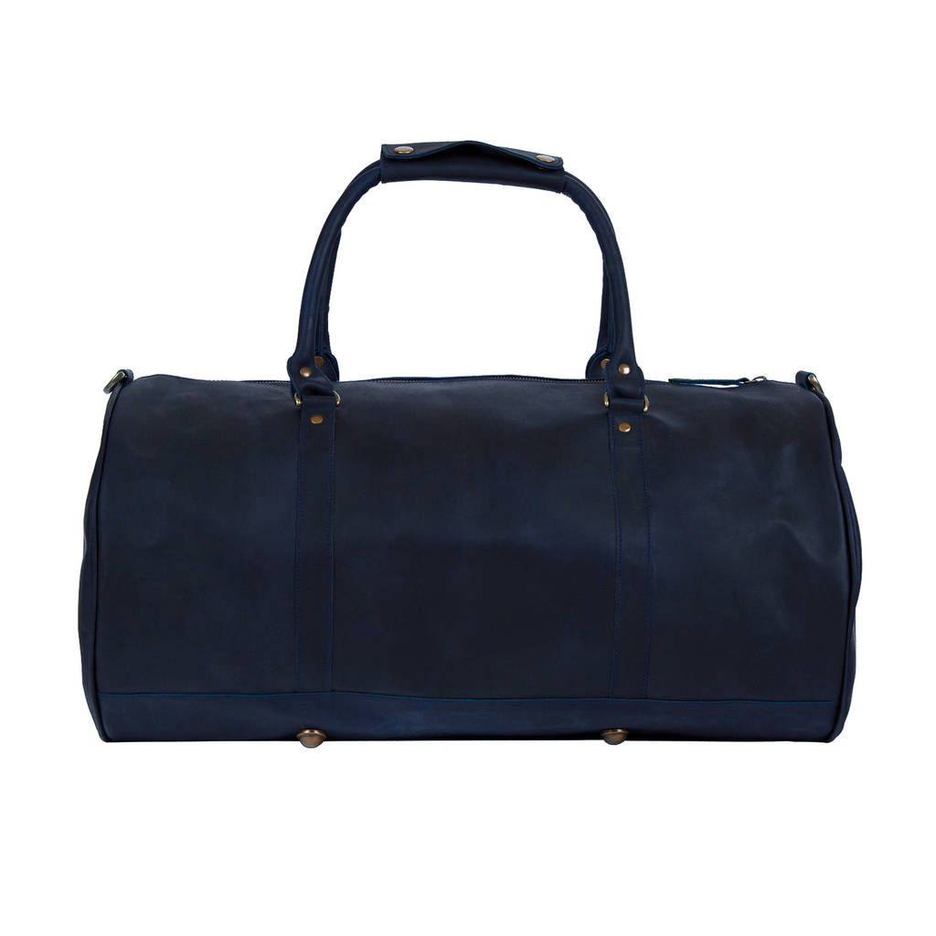 Personalised Leather Classic Duffle In Navy By MAHI Leather