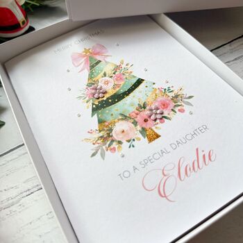 Personalised Pink Christmas Tree Card, 2 of 4
