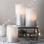 Set Of Three Silver Ombre Wax LED Pillar Candles, thumbnail 1 of 4