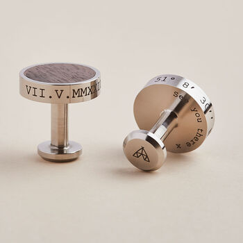Personalised Stainless Steel And Walnut Wood Cufflinks, 2 of 8