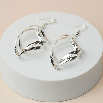 Silver Or Gold Teardrop Twist Dangle Earrings, 3 of 5