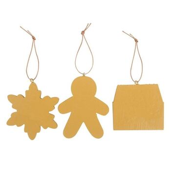 Set Of Three Hanging Faux Gingerbread Decorations, 3 of 4