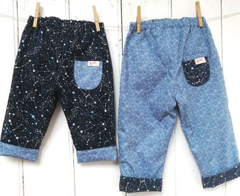 Reversible Constellation Baby Kids Cotton Trousers, 4 of 8
