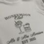 Custom Honeymoon Club Design Embroidered T Shirt, thumbnail 3 of 3
