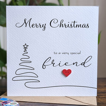 Friend Christmas Card, 3D Wooden Heart, 3 of 4