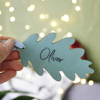 Personalised Name Oak Leaf Hanging Decoration, 3 of 4