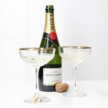 Personalised Gold Rim Champagne Coupe Glasses, 2 of 4