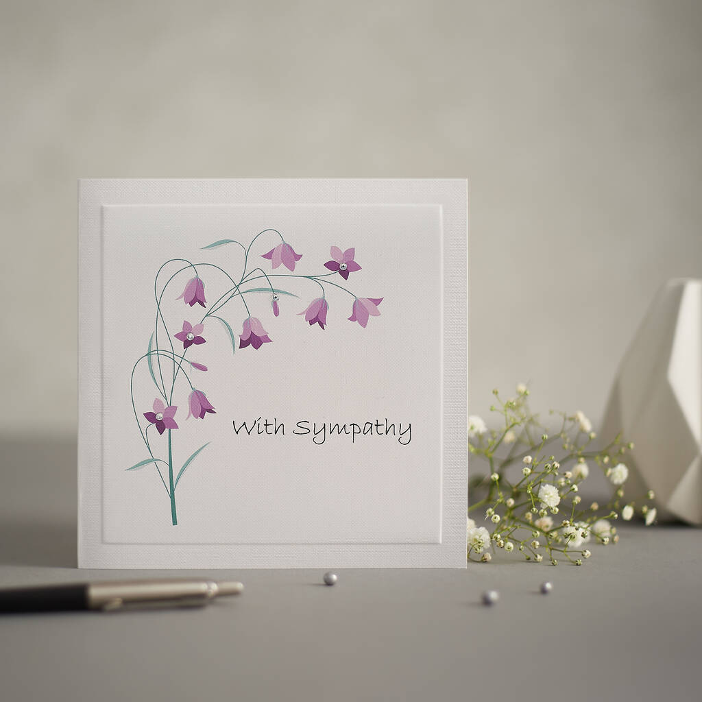 Handmade Purple Snowdrop Sympathy Greetings Card