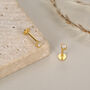 Sterling Silver Tiny Teardrop Cz 16 G Flat Back Labret Earrings, thumbnail 5 of 11