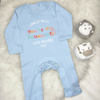 Uncle You're My Favourite Personalised Bright Babygrow, 6 of 6