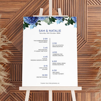 Navy White Wedding Order Of The Day Sign, 5 of 5
