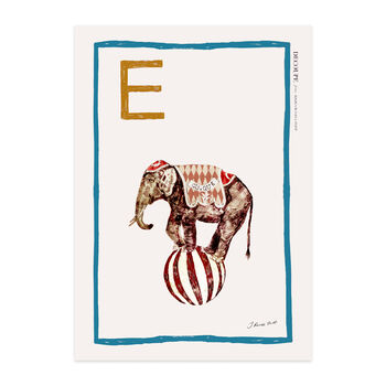 'E' For Elephant Alphabet Limited Edition Print, 4 of 6