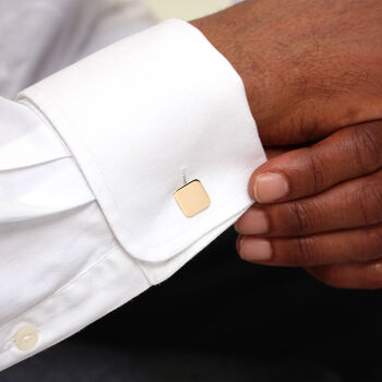 9ct Gold Plain Square Swivel Back Cufflinks, 2 of 5