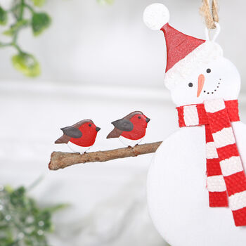Snowman And Robins Christmas Tree Decoration, 3 of 3