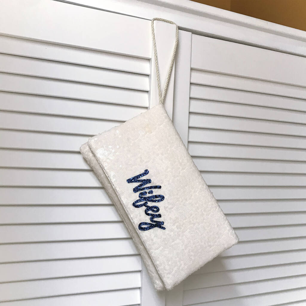 Wifey Sequin Wedding Day Bridal Clutch, 1 of 9