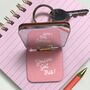 Personalised Pink Mirror Keyring And Uplifting Note, thumbnail 2 of 3
