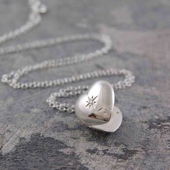 Sterling Silver Heart Locket With White Topaz Star, 3 of 5