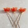 Red And Orange Flower Hair Pins, thumbnail 6 of 8
