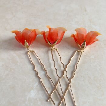Red And Orange Flower Hair Pins, 6 of 8
