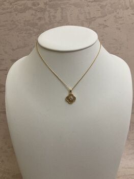 18 K Gold Plated White Gold Clover Charm Necklace, 2 of 7