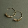 Small Gold Botanical Hoop Earrings, thumbnail 4 of 6