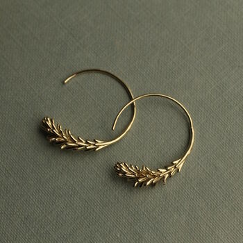 Small Gold Botanical Hoop Earrings, 4 of 6