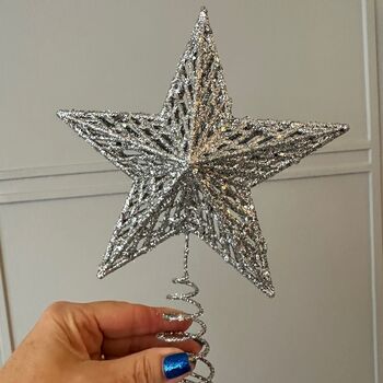 Large Sparkle Silver Star Tree Topper, 3 of 3