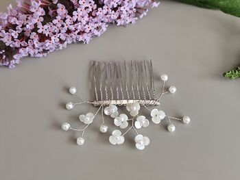 Pearl Floral Bridal Hair Comb, 3 of 8