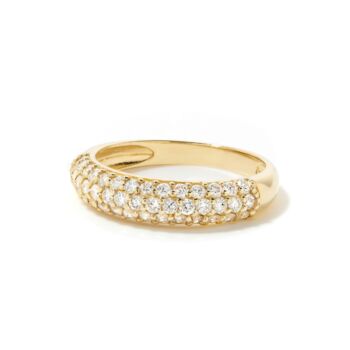 9ct Solid Gold Diamond Dome Pavé Ring, 3 of 5