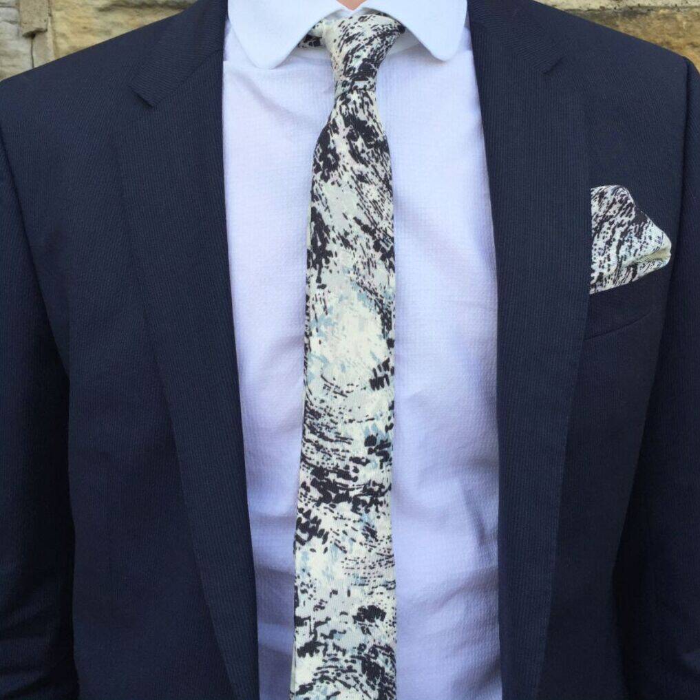 Eve White Abstract Wool Tie, 1 of 5