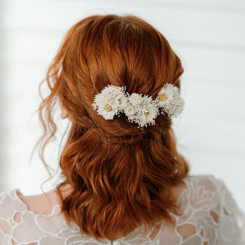 Daisy Chain Dried Flower Wedding Bridal Hair Pin Set, 3 of 4