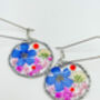 Earrings With Blue And Pink Flowers In Silver Or Gold, thumbnail 4 of 12