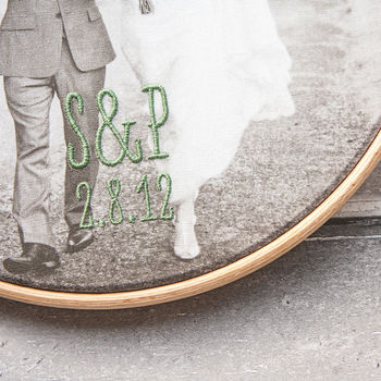 Bespoke Cotton Embroidered Photo Hoop, 4 of 5