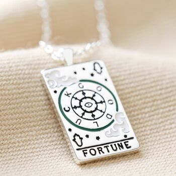 Enamel Tarot Card Necklace In Silver Plating, 6 of 11
