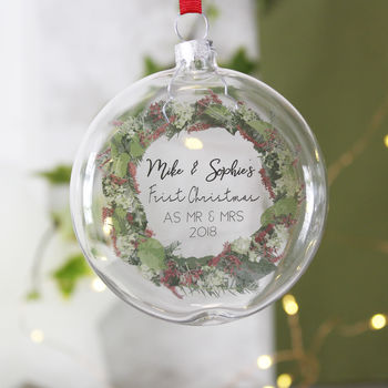First Christmas As Mr And Mrs Wreath Flat Bauble, 2 of 6