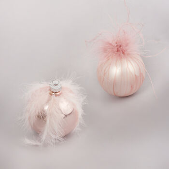 G Decor Pink And White Glass Christmas Baubles, 4 of 4