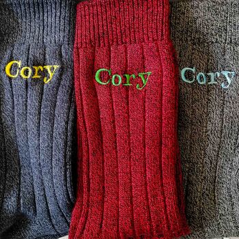 Men’s Personalised Name Thick Bamboo Socks Gift Box Set, 6 of 9
