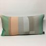 Combed Stripe Cushion, Pastel Mint, Peach + Grey, thumbnail 1 of 5